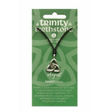 Irish Celtic Pewter Trinity CZ Birthstone Necklace with Adjustable Black Cord