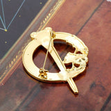 Gold Colored Alloy Claddagh Heart Brooch with Crystals  1.5 in x 2.5 in