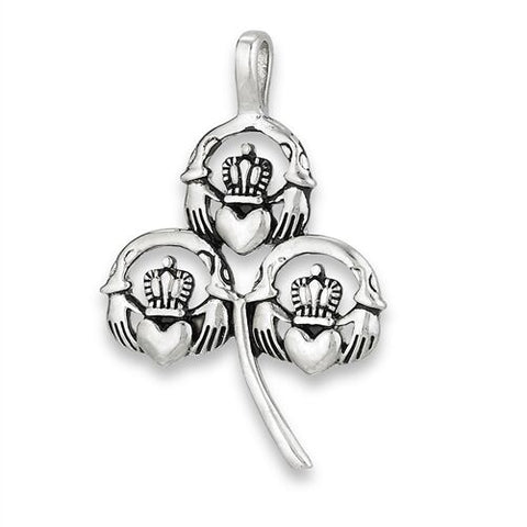 CELTIC STAINLESS STEEL TRIPLE CLADDAGH PENDANT no chain