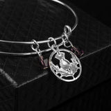 Scottish Thistle and two purple Beads and Expandable Bangle