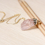 Alloy Rose Gold Plated Rose Quartz Pendant with 20.5 in chain + 3. 5 in extender