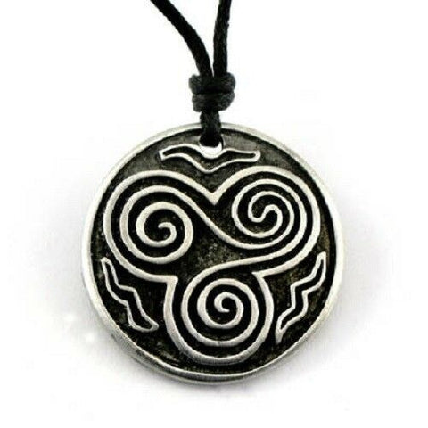 Irish Pewter Celtic Trinity Spiral  Pendant with  Adjustable Black Cord