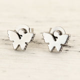 316 Stainless Steel Ear Stud Earrings  Butterfly Animal 9mm( 3/8") x 7mm( 2/8")