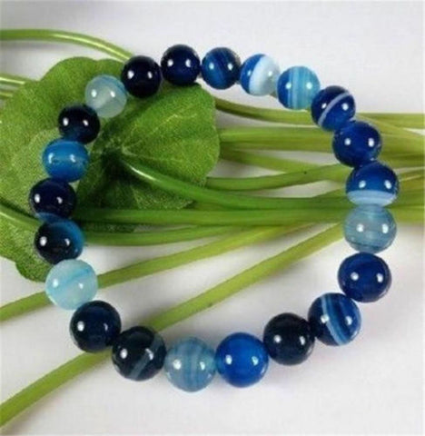 Stretchy 7.5 in 10 mm Blue agate bracelet