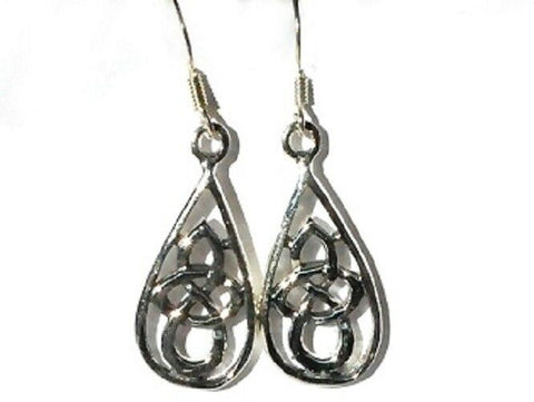 Sterling Silver Celtic Triquetra Drop Earrings