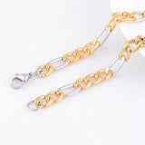 STAINLESS STEEL Gold and Silver Tone FIGARO CHAIN 26 in long 3mm wide