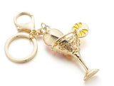 Cocktail  Crystal Bag Charm/Keyring with Pink Crystal