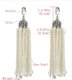 India Style Faux Pearl Drop Earrings with Tassels