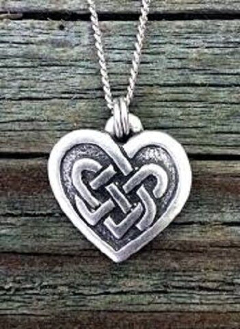Small Celtic Knot Heart Pewter Necklace with 18 in chain
