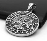 Oxidized Stainless Steel Viking Hammer Runes Cross Pendant with Trinity