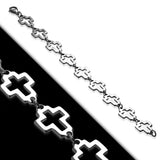 Unisex  Stainless Steel Cut-out Cross Link Chain Bracelet 20 cm(7.88 in)