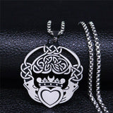 Stainless Steel Celtic Knotwork Claddagh Pendant with 50 cm(19.7 in) chain