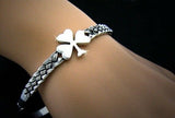 Faith abounds," Shamrock Celtic knot bangle Bracelet