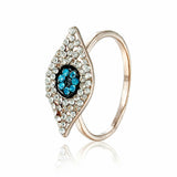 Rose Gold Black Enamel Blue & Clear Rhinestone 16.0mm( 5/8") US size 6,