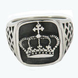 STAINLESS STEEL CHRIST CROSS CROWN RING