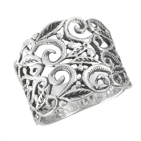 Sterling Silver Victorian Filigree Ring (SZ 7-10)