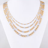 STAINLESS STEEL Gold and Silver Tone FIGARO CHAIN 24 in long 3mm wide