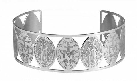 Miraculous Stainless Steel Medal Bracelet 8 in cuff