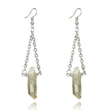 Genuine  Quartz Crystal AB Coated Earrings