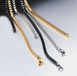 Black Stainless Steel 60 cm (23.62 Inch) 2.5 mm  Square Box Neck Chain Necklace