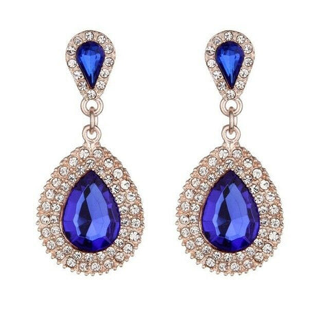 Rhinestone crystal droplet earrings with stud posts