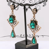 Turkish Style Rose Gold Plated green Glass Earrings