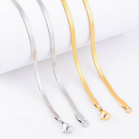 Stainless Steel 24 Inch 3.0 mm Flat Silver Color Snake Neck Chain Necklace