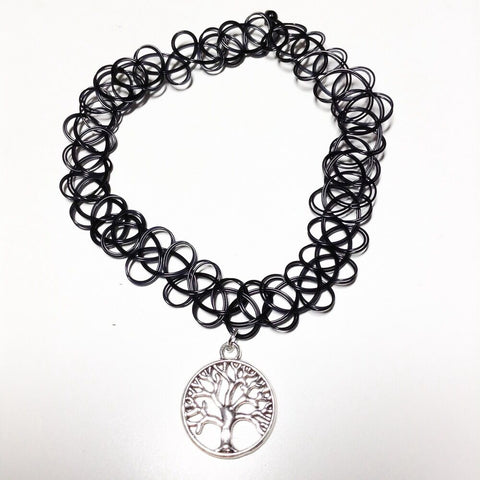 Celtic Tree of Life Black Tattoo elastic choker