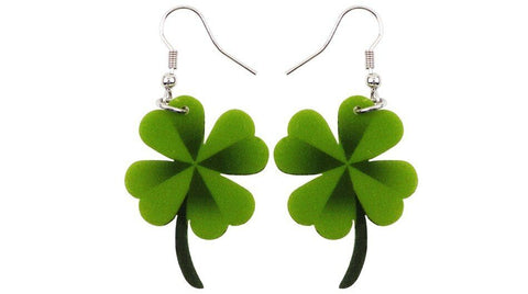 Celtic Four Leaf Clover Acrylic double-sided dangle earrings