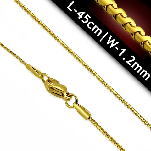 45cm  (17.73 in) 1.2mm Gold Color Plated Stainless Steel  Fancy Oval Link Chain