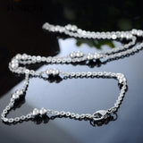 Stainless Steel 19.5 Inch Flat Curb Double Ball  Chain Necklace