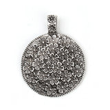 Zinc Based Alloy Boho Chic Pendants Round Antique Silver Flower no chain