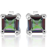 1.60 CT MYSTIC GEMSTONE PLATINUM OVER 0.925 STERLING SILVER EARRINGS