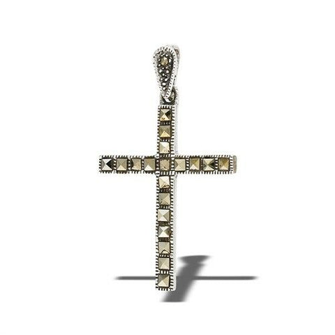 STERLING SILVER MARCASITE CROSS PENDANT no chain