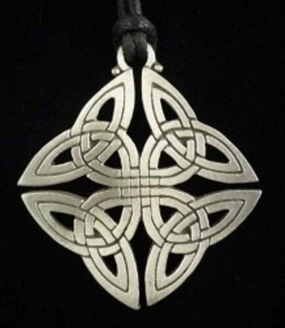 Pewter Square Celtic Knot Pewter Pendant with Black Cord