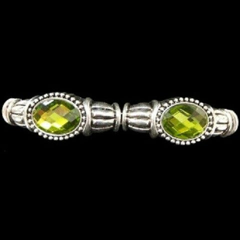 Oval Stretch Bracelet Green with 5 Stones