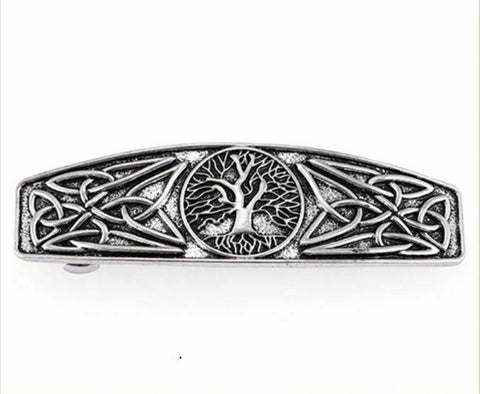 Antique Silver Tree of Life Celtic Knot Hair Barrette