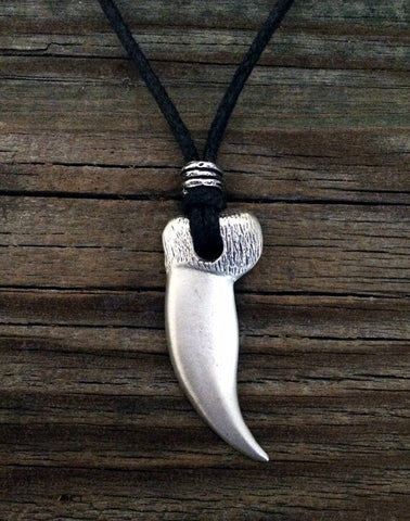 kPewter Bear Claw pendant with adjustable black cotton cord made in USA