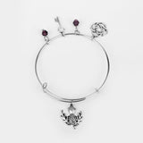 Scottish Thistle, Celtic Knot, Purple Beads and heart Key Expandable Bangle