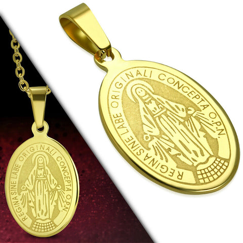 Virgin Mary Gold Plated Stainless Steel Pendant