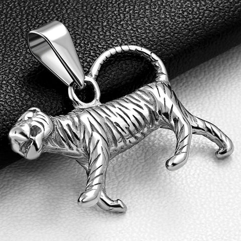 Stainless Steel 3D  Bengal Tiger Charm Pendant