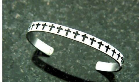 Stainless Steel Cross Cuff Bracelet