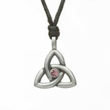 Irish Celtic Pewter Trinity CZ Birthstone Necklace with Adjustable Black Cord
