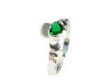 Sterling Silver Celitc Claddagh Lover Green CZ Cubic Zirconia Ring