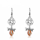 Celtic Knot Earrings with Dragonfly and AB Crystal drops