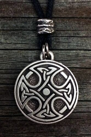 Pewter Round Celtic Cross Pendant with Black Cord