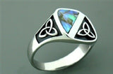 Genuine Abalone Trinity Ring, Trinity Knot Stainless Steel Ring