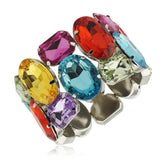 Stretch silver plated bracelet with resin crystal gemstones