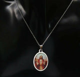 Stainless Steel Sacred Heart of Jesus Pendant and 20 in Chain