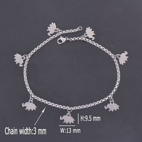 Stainless Steel Elephant Charm bracelet 8.5 in